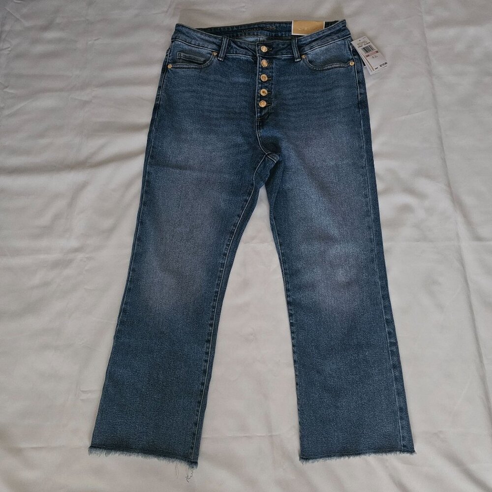MICHAEL Michael‎ Kors Women's SELMA Stone Wash Crop Flare Jeans Size 10 NWT - Picture 5 of 15